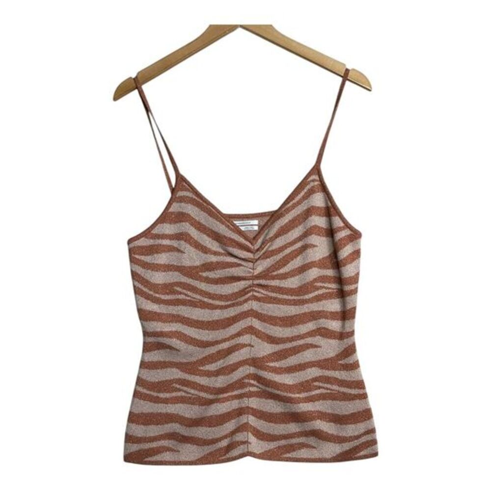 Anthropologie Cora Zebra Animal Print Tank Top size Medium‎ Orange